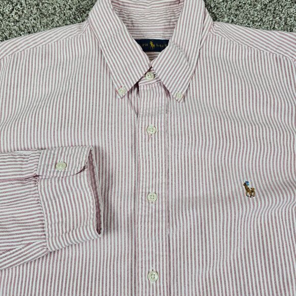 Lauren Ralph Lauren Other - Ralph Lauren Shirt Mens XL Peach White Striped Oxford Long Sleeve Flesh Preppy